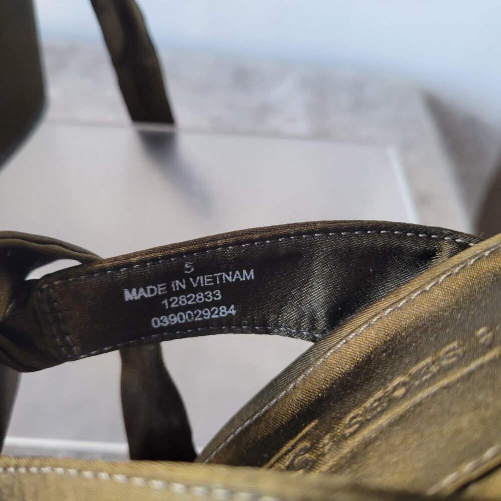 (NWT) ASOS Olive Green Satin Ankle Strap Block Heels Shoes (Size: 8) - Picture 8 of 10
